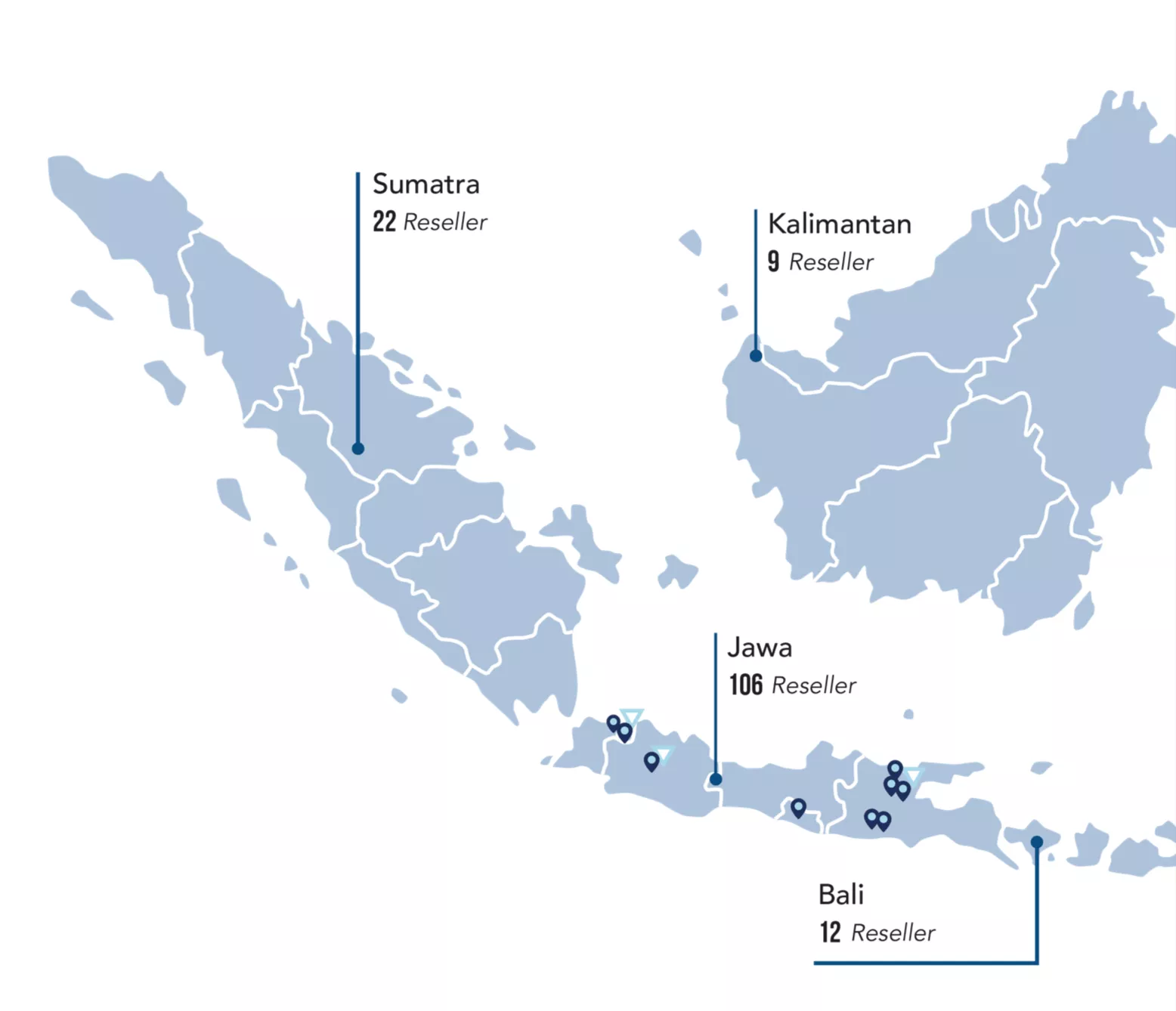 Peta jangkauan reseller UniTAG Store di seluruh Indonesia